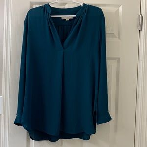 Loft dusky blue long sleeve blouse.